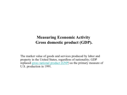 Measuring Economic Activity Gross domestic product (GDP).