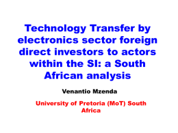 Technology Transfer from foreign direct investments to