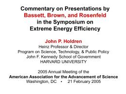 Commentary on Presentations by Bassett, Brown, and