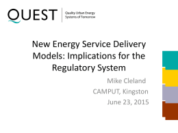 New Energy service Delivery Models: implications for the