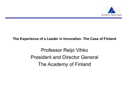 The Experience of a Leader in Innovation. The Case of Finland.