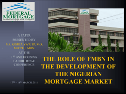 THE ROLE OF FEDERAL MORTGAGE BANK IN THE DEVELOPMENT …