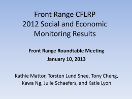 Front Range CFLR 2011 Social and Economic Monitoring Results