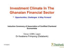 Investment Climate for Financial Sector Investment