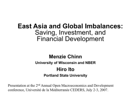 East Asia and Global Imbalances: Saving, Investment, and