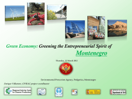 Greening the Entrepreneurial Spirit of Montenegro