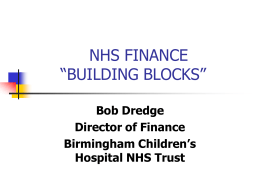 NHS FINANCE “BUILDING BLOCKS”