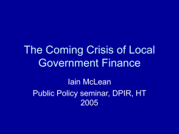 The Coming Crisis of Local Government Finance
