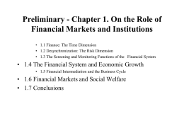 Chapter 1. On the Role of Financial Markets and Institutions