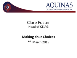 Clare Foster - Aquinas Diocesan Grammar School