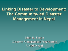 Linking Disaster to Development: The Case of Community