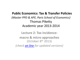 Public Economics: Tax & Transfer Policies (Master PPD
