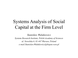 Systems Analysis of Soicial Capital at the Firm Level