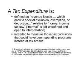 Tax Incentive Budget: