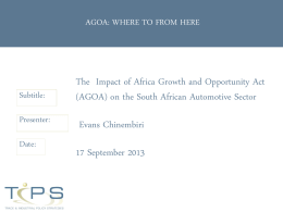 The Benefits of Africa Growth and Opportunity Act (AGOA