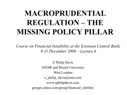 MACROPRUDENTIAL REGULATION – THE MISSING POLICY …