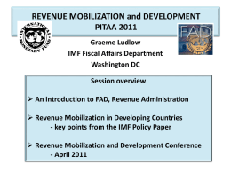 REVENUE MOBILIZATION and DEVELOPMENT PITAA 2011