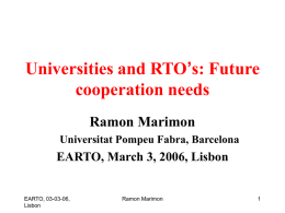 Universities and RTO’s: Future cooperation needs