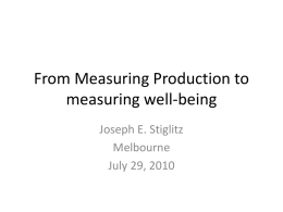 From Measuring Production to measuring well