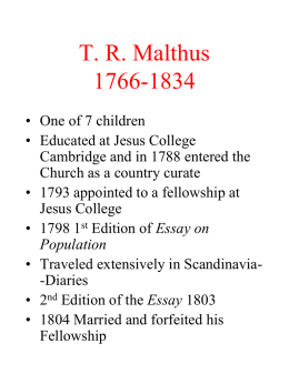 T. R. Malthus 1766-1834