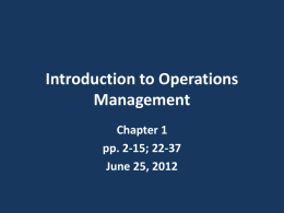 Module 15 – Introduction to Operations Management