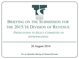 briefing on Submission for the 2015/16 Division of Revenue