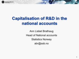 Capitalisation of R&D in the national accounts