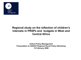 reflection of children`s interests in PRSPs and budgets in