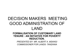 MAKERS DECISION MEETING GOOD ADMINISTRATION OF LAND