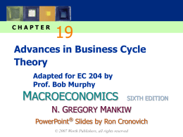 Advances in Business Cycle Theory