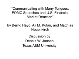 “Communicating with Many Tongues: FOMC Speeches and U.S.