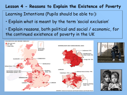 Lesson 4 - Reasons to Explain the Existence of Poverty