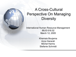 Topic 9: A cross-cultural perspective on managing diversity