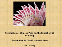 Revaluation of Chinese Yuan and Its Impact on US Economy