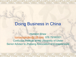 Business and Doing Business in China