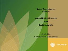 Annual Budget Process - Parliamentary Monitoring Group