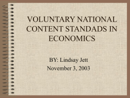 VOLUNTARY NATIONAL CONTENT STANDADS IN ECONOMICS
