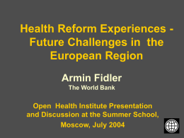 Health Reform Challenges: