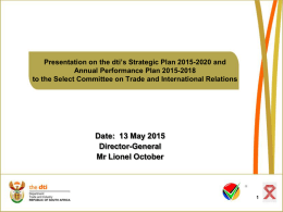 Presentation on the dti`s Strategic Plan 2015