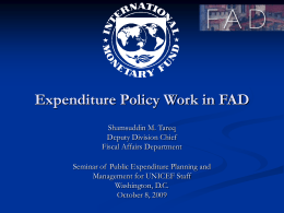 Expenditure Policy Work in FAD