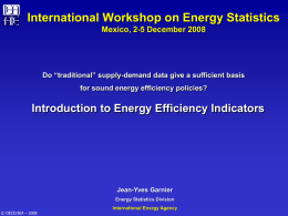 Introduction to Energy Efficiency Indicators
