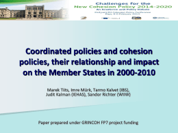 Coordinated policies and cohesion policies, their relationship and