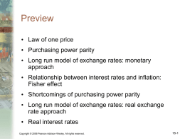 Chapter 15 Price Levels and the Exchange Rate in the Long Run