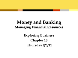 Class 3 9/6 Money & Banking Power Point Presentaton