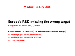 van Pottelsberghe, Bruegel Policy Brief 2008/03, The R&D