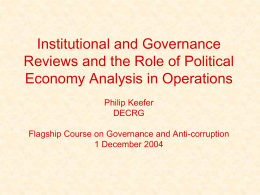 Institutional and Governance Reviews and the Role of
