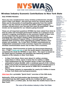 Wireless Industry Economic Contributions to New York State
