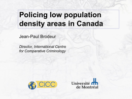 Policing low population density areas in Canada