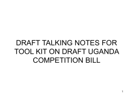 talking notes on uganda tool kit for competition bill 2004