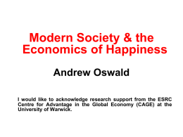 Modern Society & the Economics of Happiness